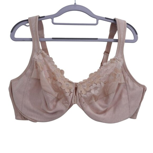 NWOT Glamorise Plus Size Front-Closure Cotton Wonder Underwire Bra Size 48B 1241 - Picture 1 of 4